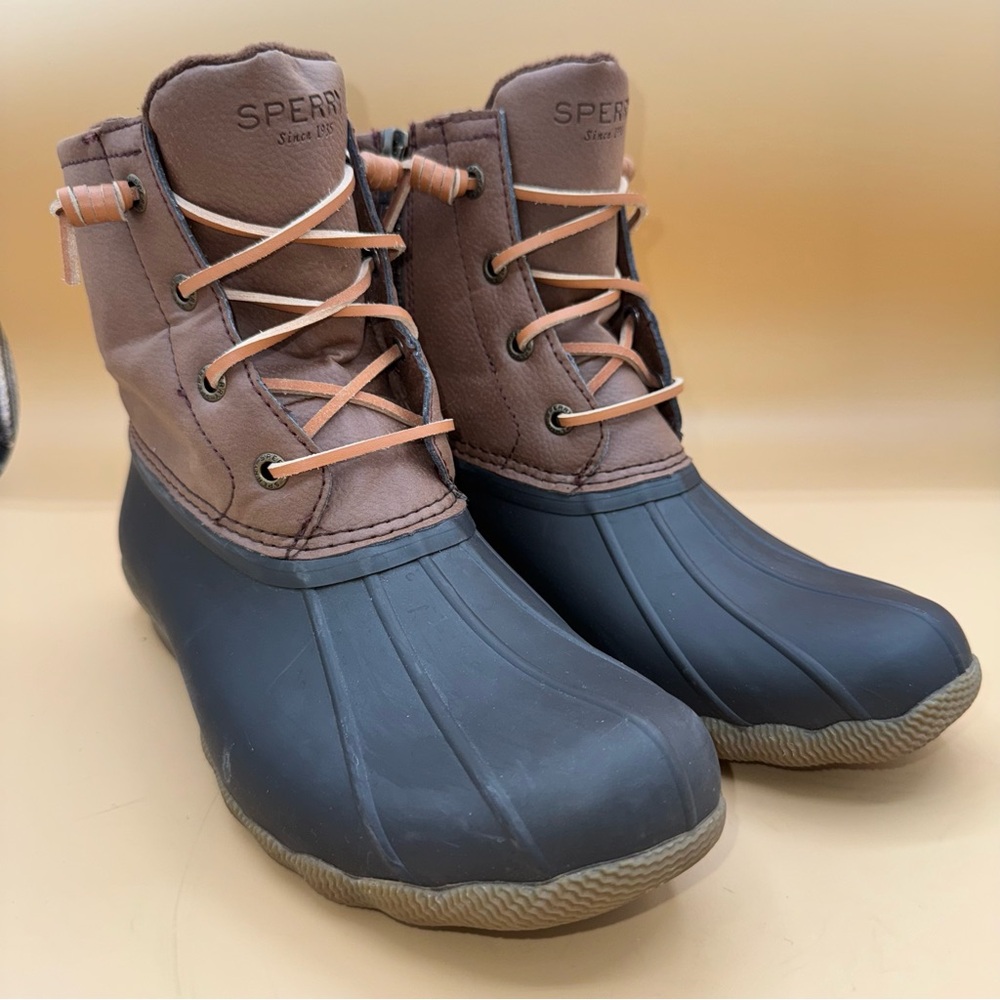 Sperry Saltwater Duck Boots Brown and Black, Waterproof, Women’s Size 7.5, EUC